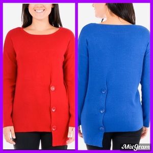 ❤️NY COLLECTION PETITE ASYMMETRICAL BUTTON TOPS ❤️